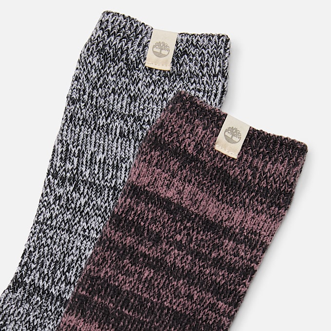 Lot de 2 paires de mi-chaussettes courtes confortables pour bottines Timberland® pour femme en noir
