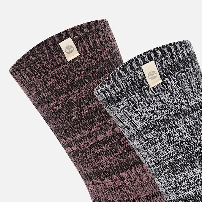 Timberland 2Pack Cosy Boot Crew Sock for Women in Black TBL Black ALT2