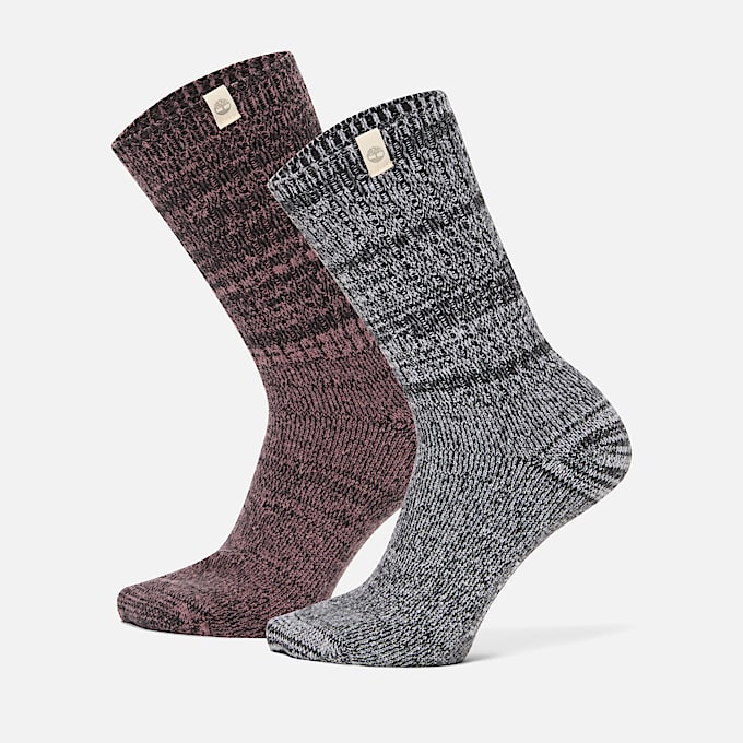 Timberland 2Pack Cosy Boot Crew Sock for Women in Black TBL Black HERO