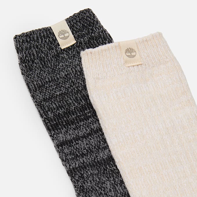 Lot de 2 paires de mi-chaussettes courtes confortables pour bottines Timberland® pour femme en beige