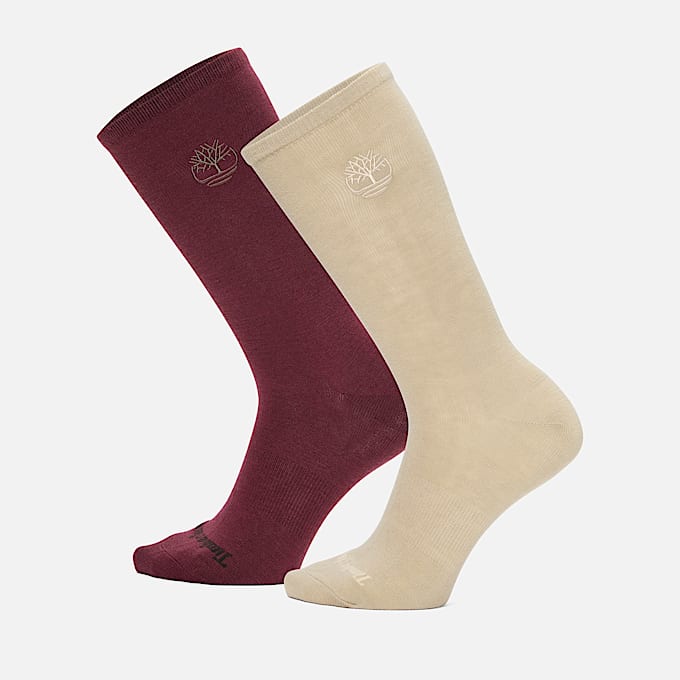 Lot de 2 paires de chaussettes thermiques légères Timberland® pour femme en bordeaux - 1