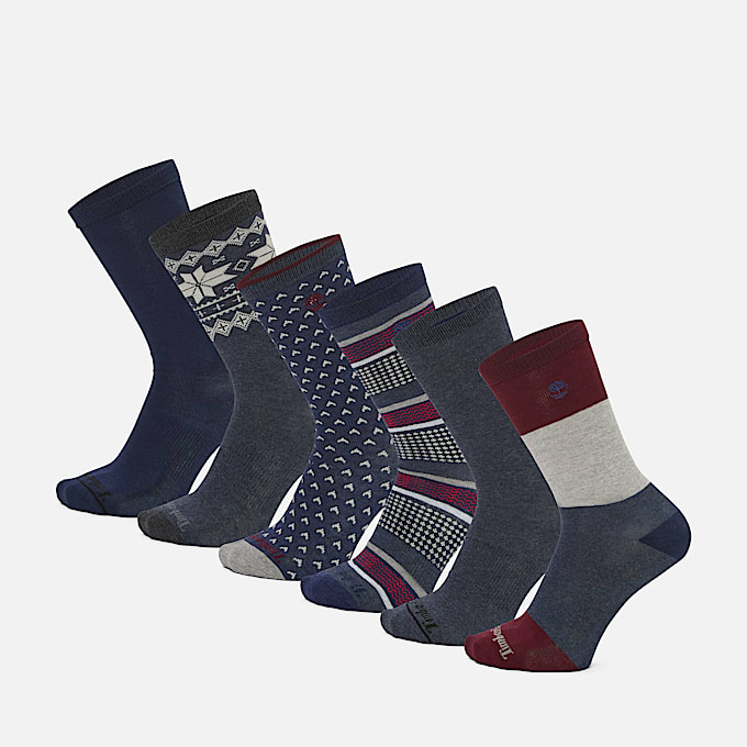 6Pack Giftable Crew Sock for Men in Dark Blue TBL Blue HERO