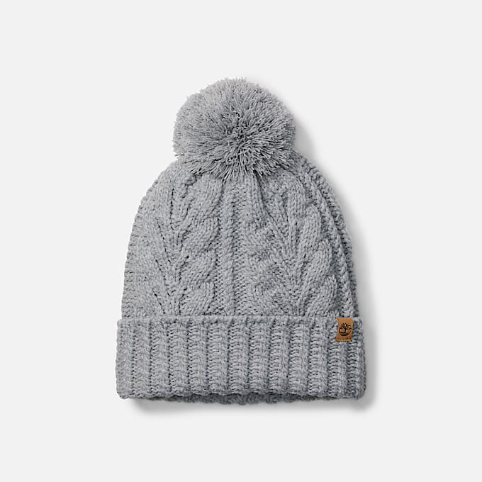 Cable Beanie with Pom in Dark Grey - 1