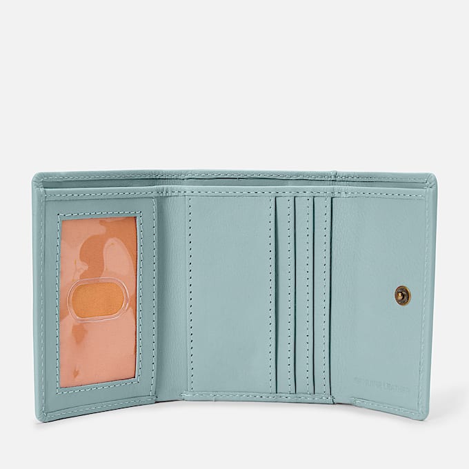 Ensemble portefeuille à trois volets avec porte-clés en gris