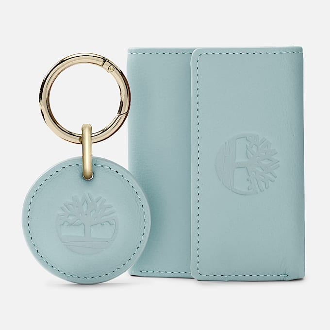 Ensemble portefeuille à trois volets avec porte-clés en gris - 1