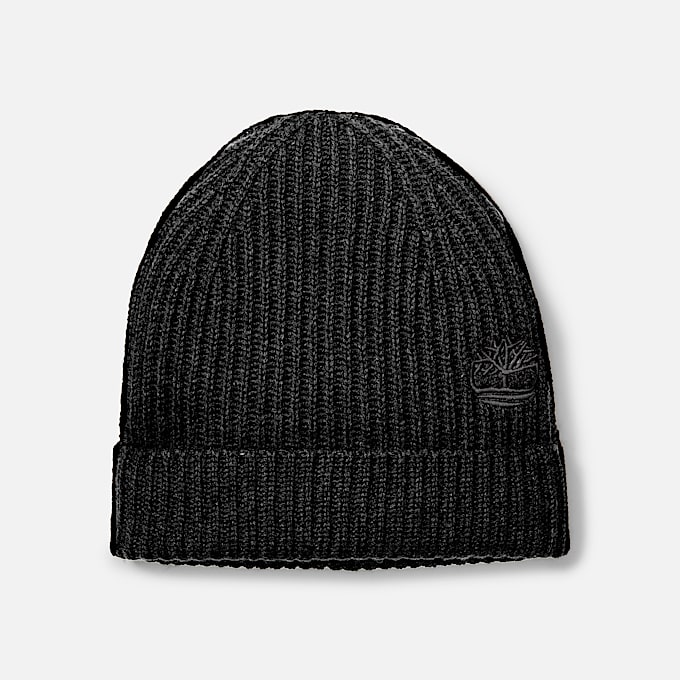 Beanie van wolmix in zwart - 1