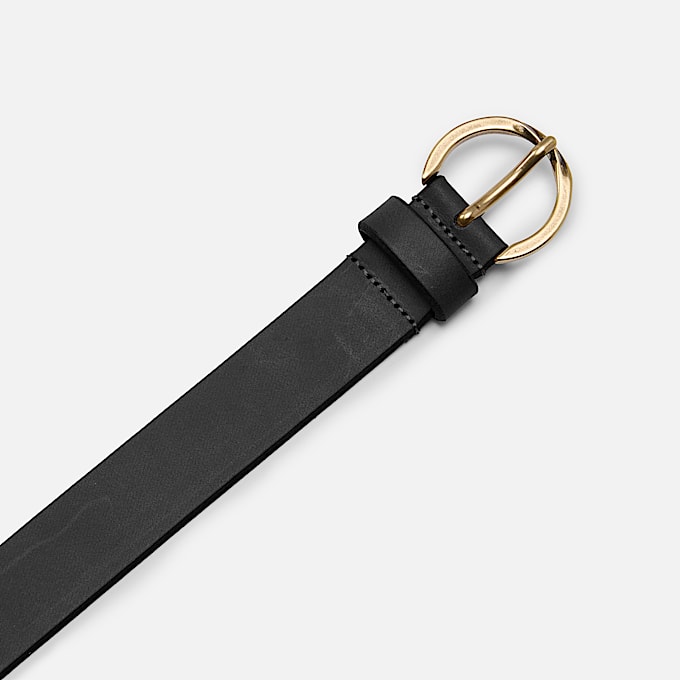 30mm Natural Leather Belt with Twisted Buckle for Women in Black