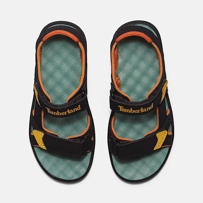 Perkins Row 2-Strap Sandal for Junior in Black/Yellow