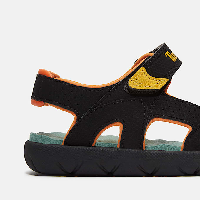 Perkins Row 2-Strap Sandal for Junior in Black/Yellow