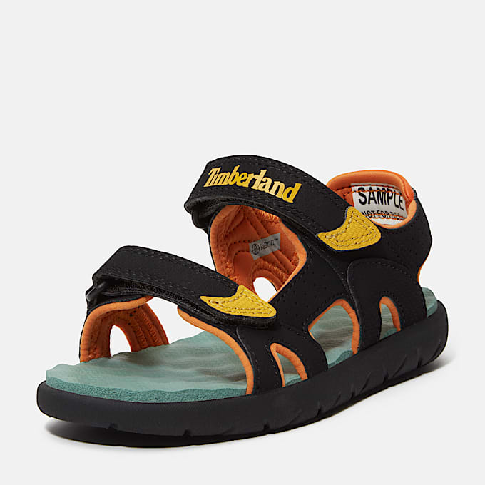 Perkins Row 2-Strap Sandal for Junior in Black/Yellow