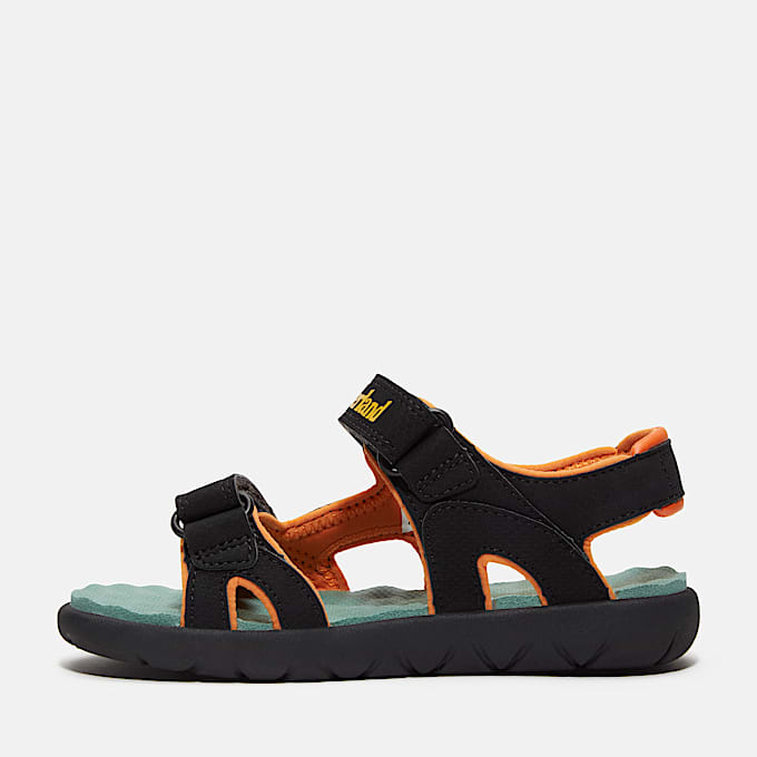 Perkins Row 2-Strap Sandal for Junior in Black/Yellow