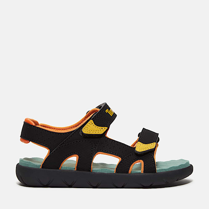 Perkins Row 2-Strap Sandal for Junior in Black/Yellow - 1