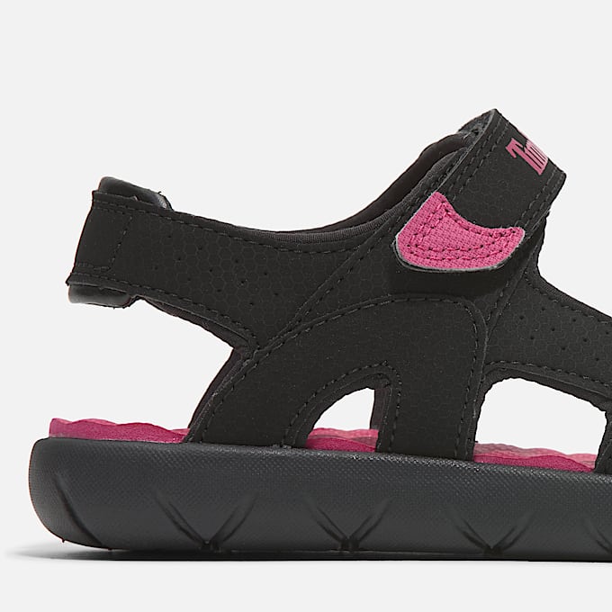 Sandale à double bride Perkins Row pour junior en noir/rose