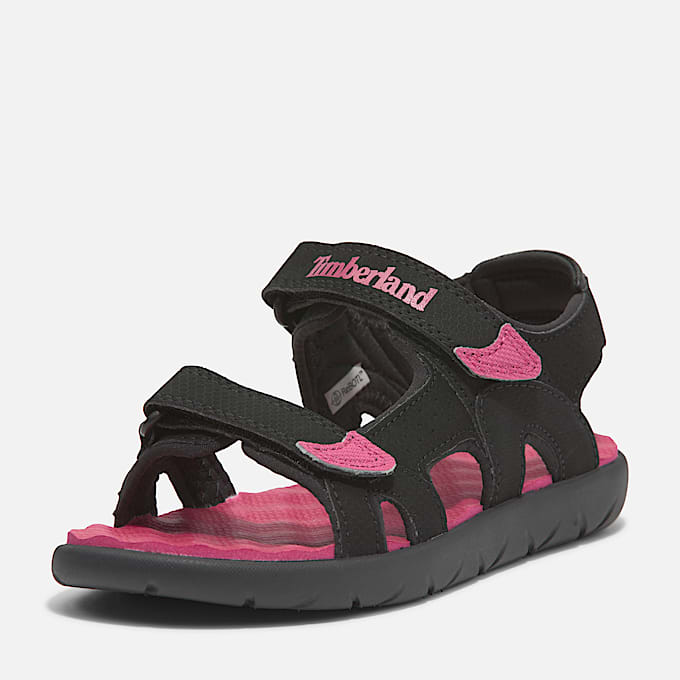 Sandale à double bride Perkins Row pour junior en noir/rose