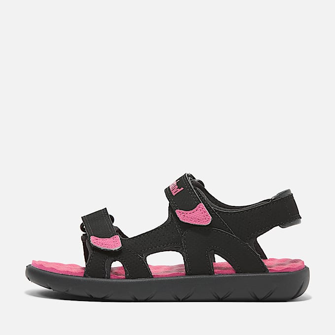 Sandale à double bride Perkins Row pour junior en noir/rose