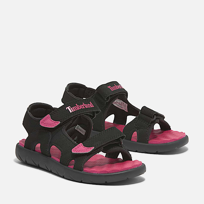 Sandale à double bride Perkins Row pour junior en noir/rose