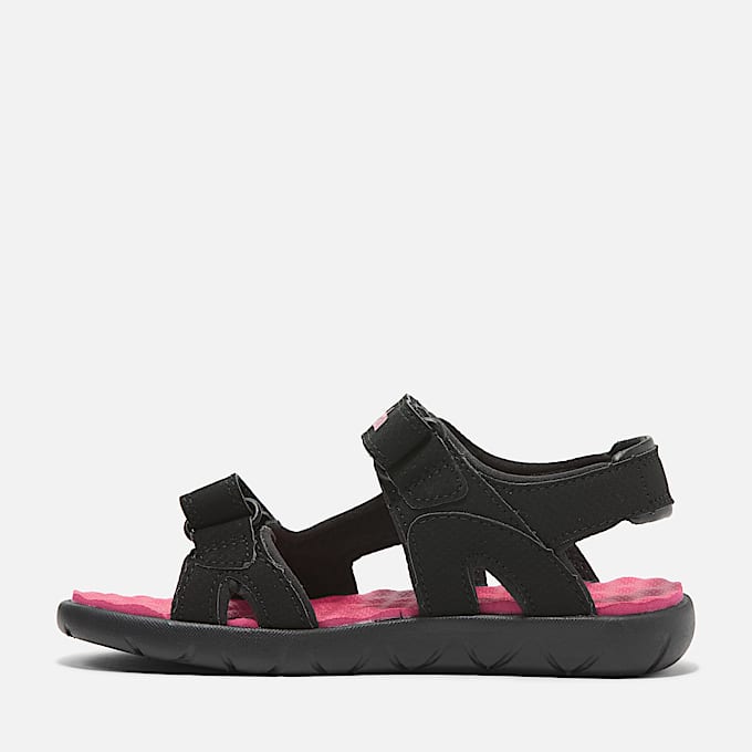 Sandale à double bride Perkins Row pour junior en noir/rose