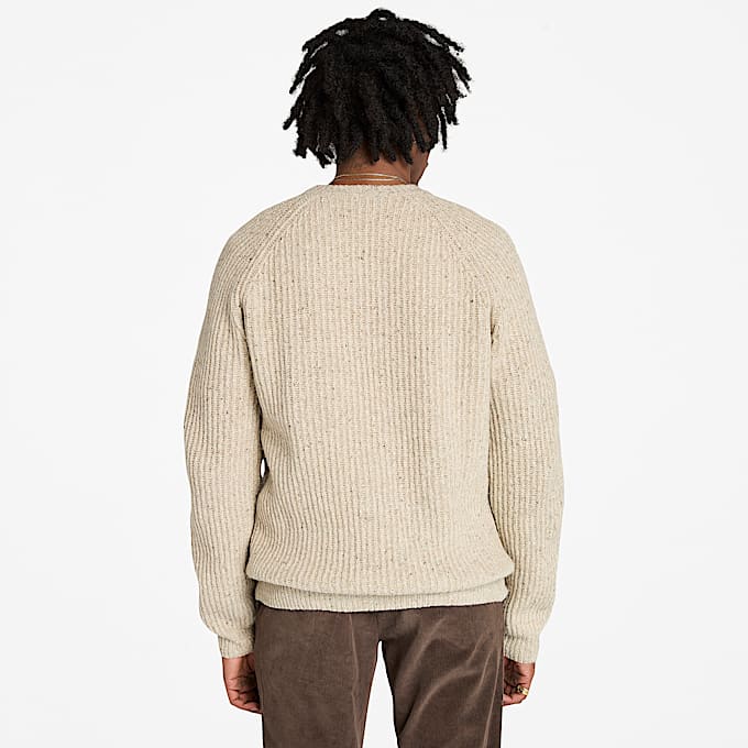 Maglione Girocollo in Filato Pesante da Uomo in beige