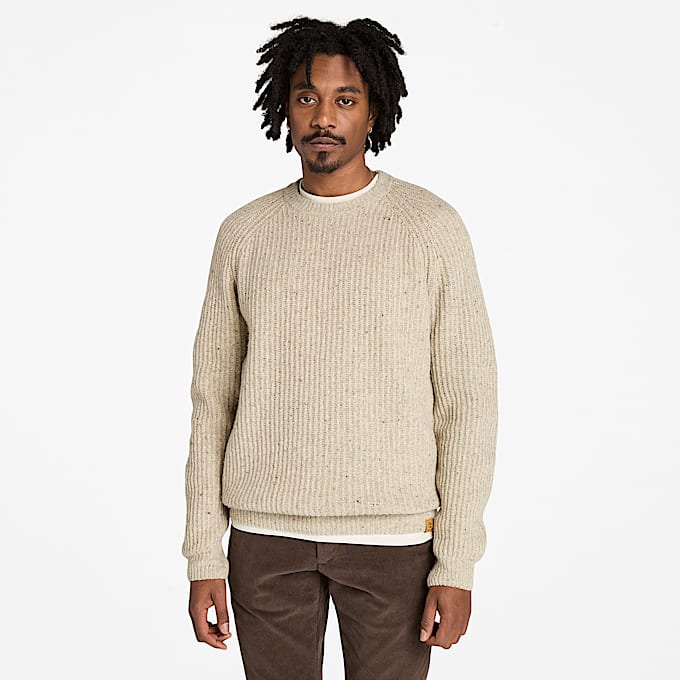 Maglione Girocollo in Filato Pesante da Uomo in beige