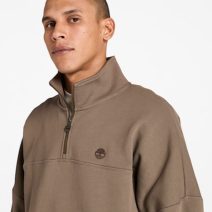 Quarter-Zip Sweatshirt for Men in Brown