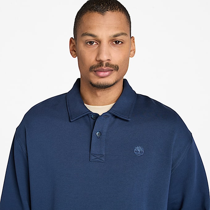 Sweat polo pour homme en bleu fonc TBL bleu ALT2