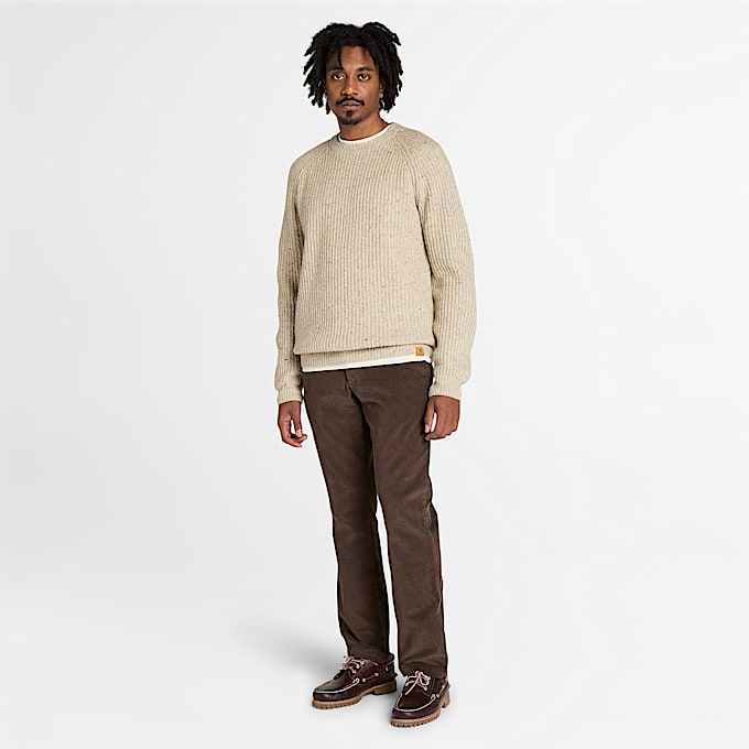 Chunky Yarn Crewneck Jumper for Men in Beige TBL Beige ALT1