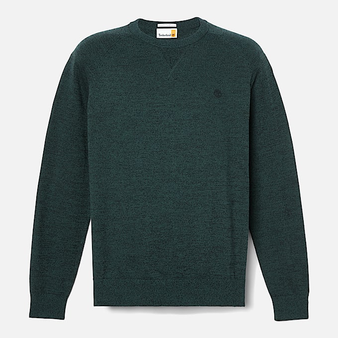 Pull en coton à col rond et manches raglan Williams River pour homme en vert foncé