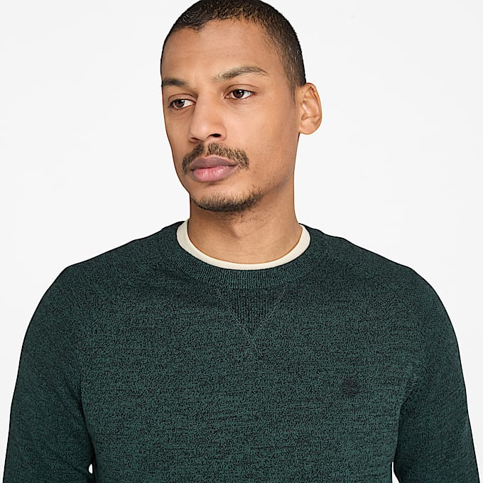 Pull en coton à col rond et manches raglan Williams River pour homme en vert foncé