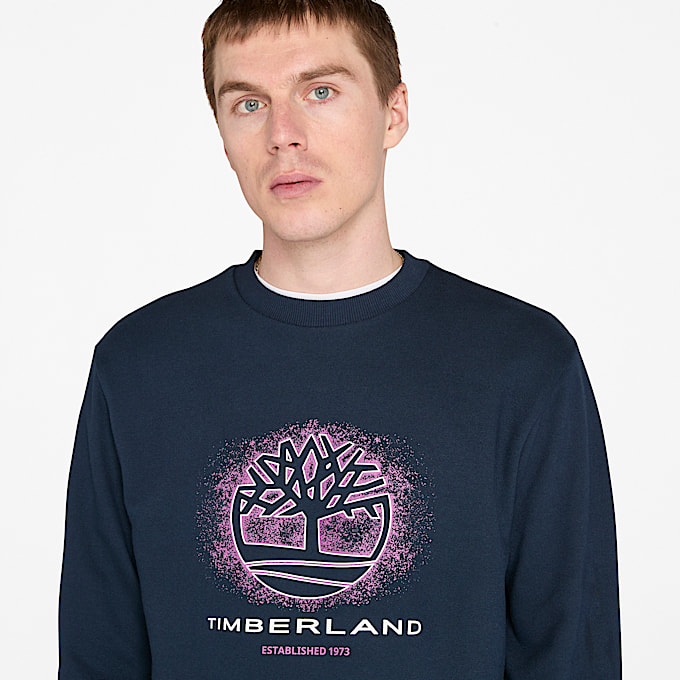Seasonal Graphic Crewneck Sweatshirt for Men in Dark Blue
