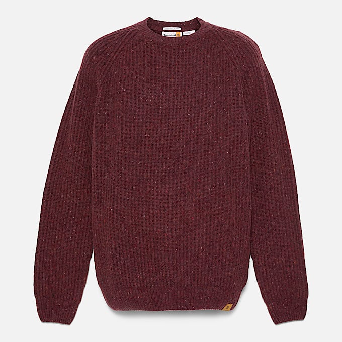 Chunky Yarn Crewneck Jumper for Men in Burgundy