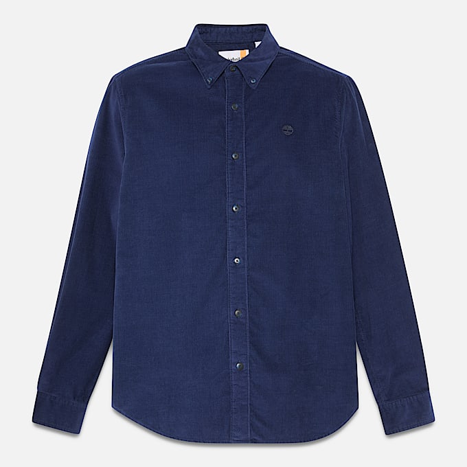 Camicia in Velluto a Coste da Uomo in blu scuro