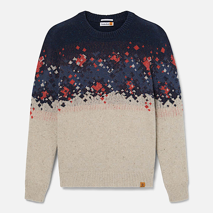 Pull jacquard pour homme en beige