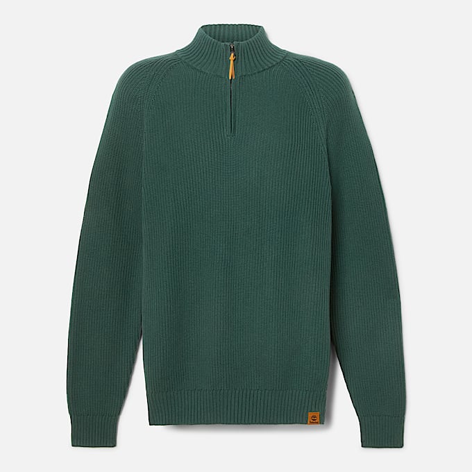 Pull texturé à col zippé Williams River pour homme en vert foncé