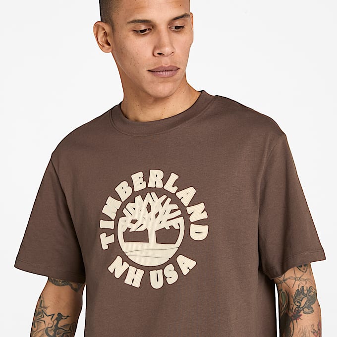 T-shirt met korte mouwen en print voor heren in bruin