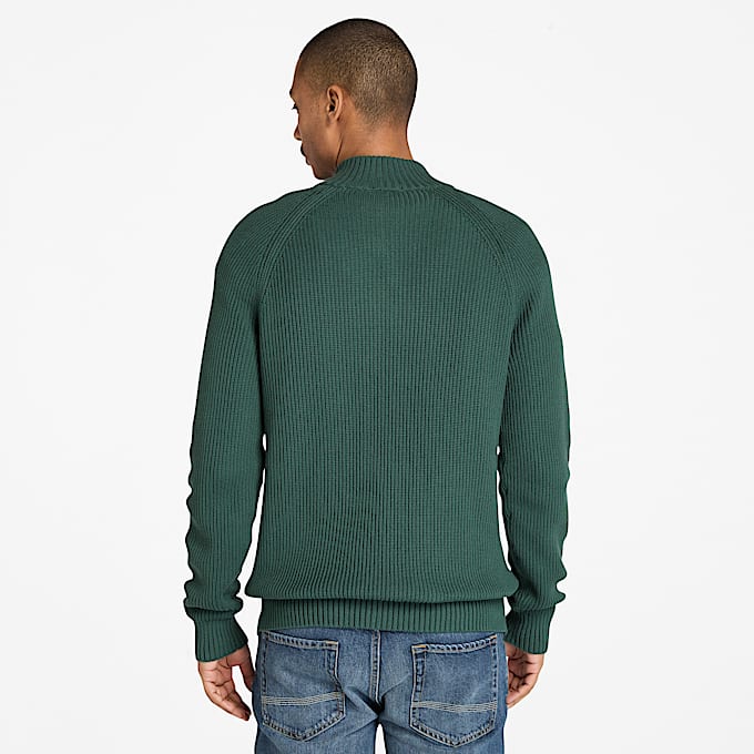 Pull texturé à col zippé Williams River pour homme en vert foncé