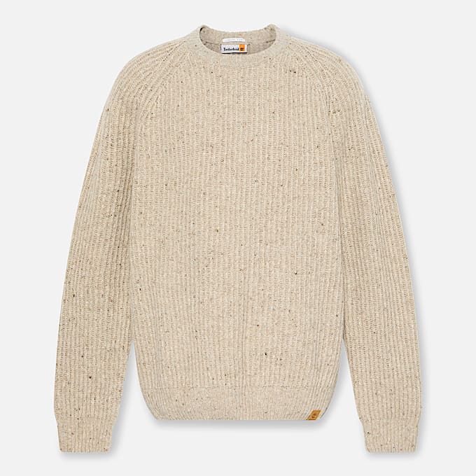 Maglione Girocollo in Filato Pesante da Uomo in beige