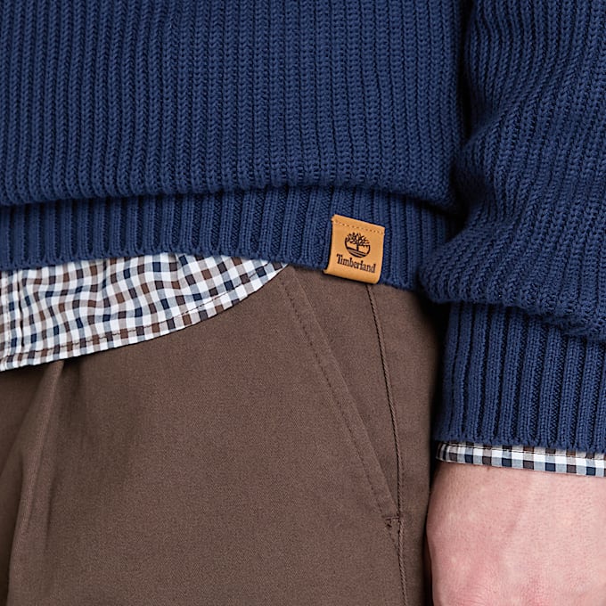 Strukturierter Williams River Pullover mit 1/4-Reißverschluss für Herren in Dunkelblau