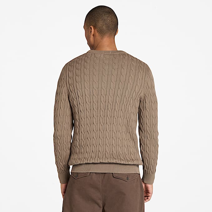 Pull à col rond en maille torsadée Williams River pour homme en marron