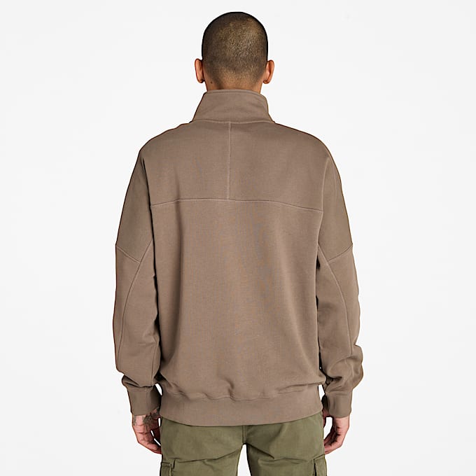 Quarter-Zip Sweatshirt for Men in Brown