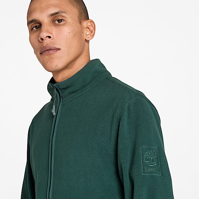 Polaire zippée pour homme en vert foncé