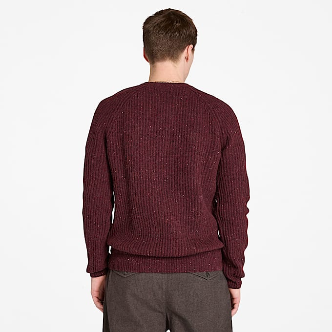 Chunky Yarn Crewneck Jumper for Men in Burgundy