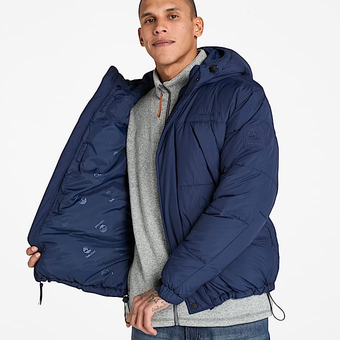 Durable Water-Repellent Puffer Jacket for Men in Dark Blue