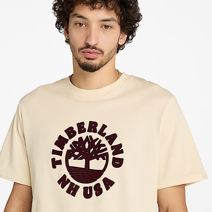 T-shirt met korte mouwen en print voor heren in beige