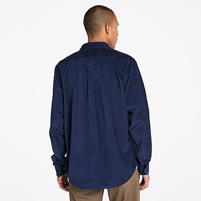 Camicia in Velluto a Coste da Uomo in blu scuro