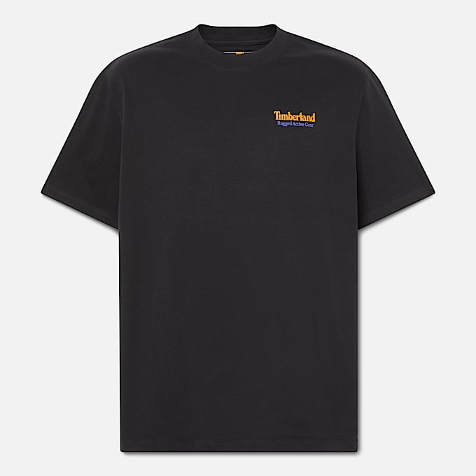 T-shirt avec motif graphique au dos Rugged Active Gear pour homme en noir/jaune foncé