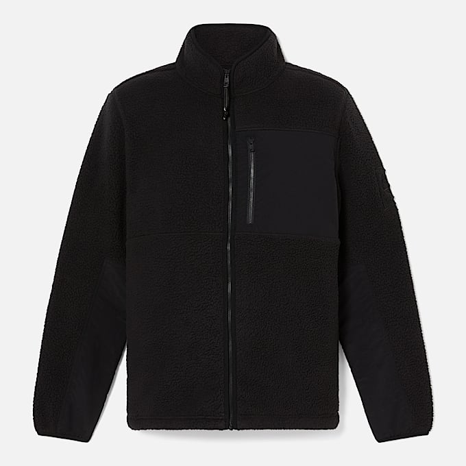Veste en fourrure polaire pour homme en noir