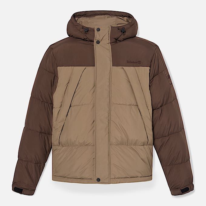 Durable Water-Repellent Puffer Jacket for Men in Brown