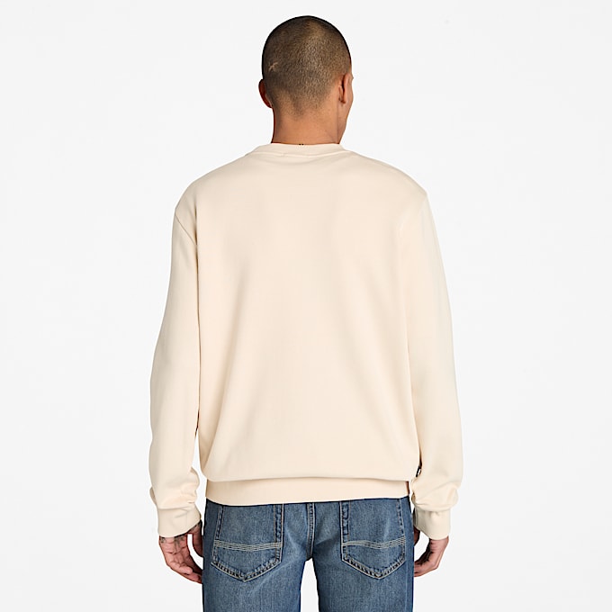 Sudadera gráfica de temporada con cuello redondo para hombre en beis