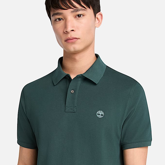 Millers River Pique ShortSleeve Polo fr herr i mrkgrn TBL Grn ALT2