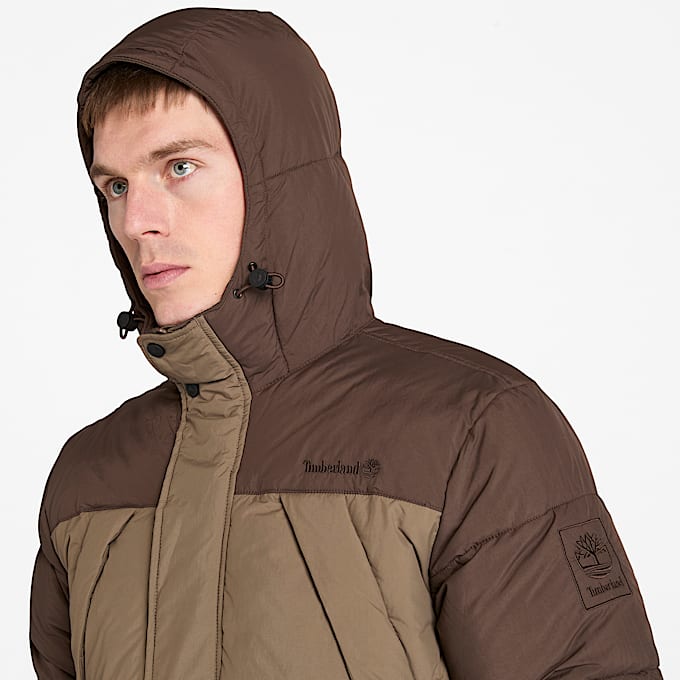 Durable Water-Repellent Puffer Jacket for Men in Brown